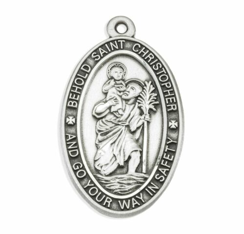 Saint Christopher Oval Sterling Silver Medal - Image 2