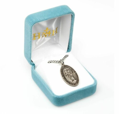 Saint Christopher Oval Sterling Silver Medal - Image 3