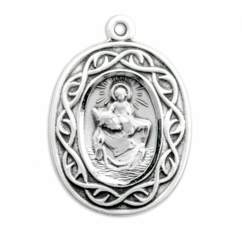 Saint Christopher Oval Sterling Silver "Crown of Thorns" Medal - Image 2