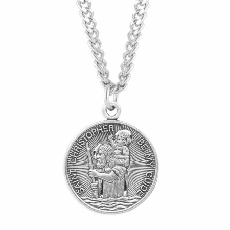 Saint Christopher Round Sterling Silver Medal