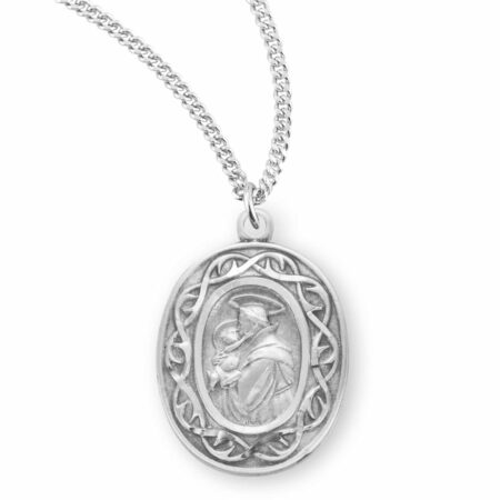 Saint Anthony Oval Sterling Silver "Crown of Thorns" Medal