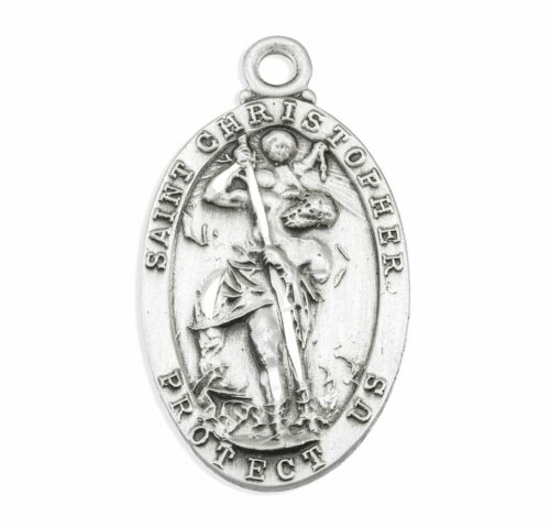 Saint Christopher Oval Sterling Silver Medal - Image 2