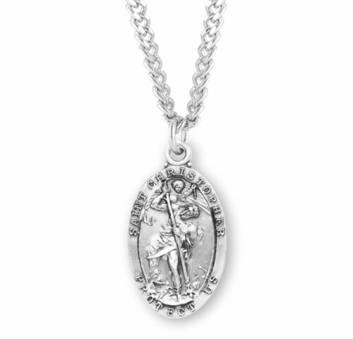 Saint Christopher Oval Sterling Silver Medal