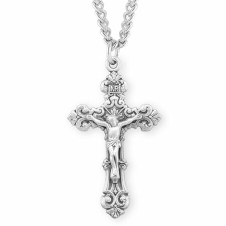 Sterling Silver Scroll Design Rosary Crucifix