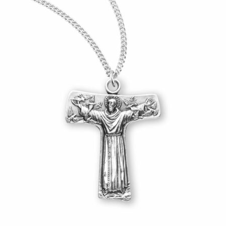 Saint Francis of Assisi "Tau" Sterling Silver Cross Medal