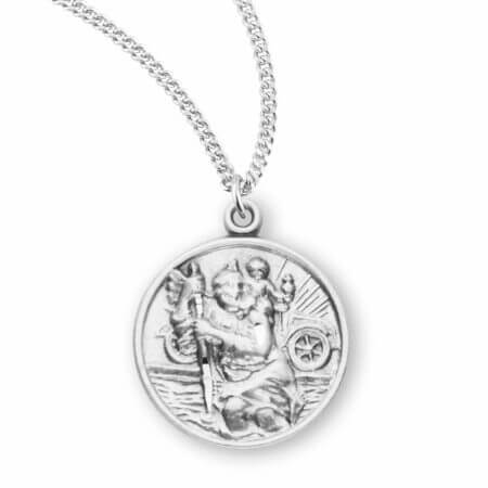 Saint Christopher Round Sterling Silver Medal