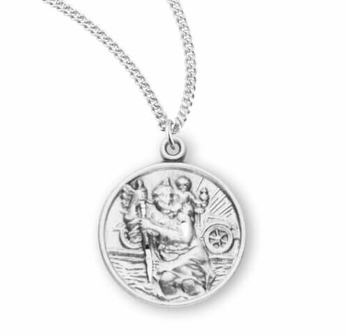 Saint Christopher Round Sterling Silver Medal