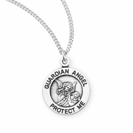 Guardian Angel Round Sterling Silver Medal