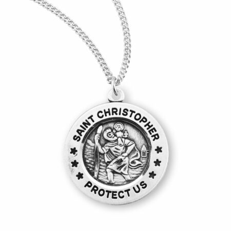 Saint Christopher Round Sterling Silver Medal
