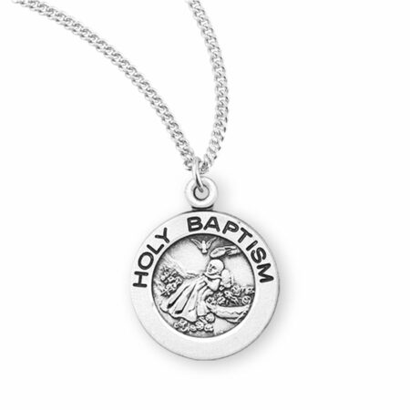 Holy Baptism Round Sterling Silver Medal