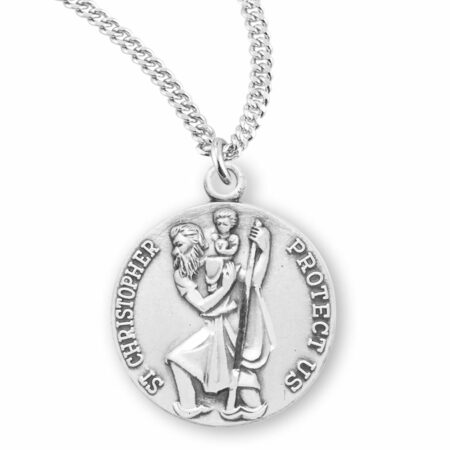 Saint Christopher Round Sterling Silver Medal