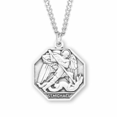 Saint Michael Octagon Sterling Silver Medal