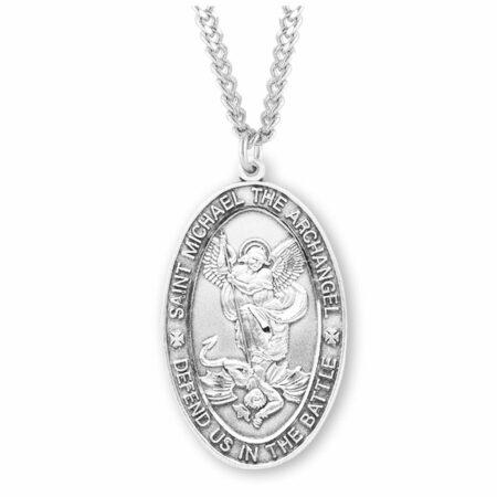 Saint Michael Oval Sterling Silver Medal