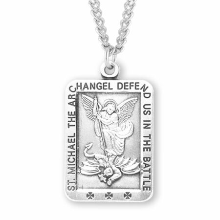Saint Michael Rectangle Sterling Silver Medal