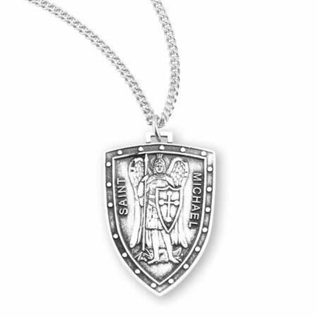 Saint Michael Sterling Silver Shield Medal