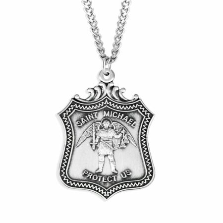 Saint Michael Sterling Silver Shield Medal
