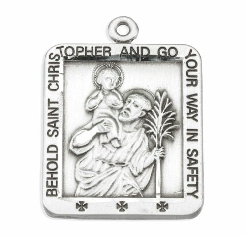 Saint Christopher Square Sterling Silver Medal - Image 2