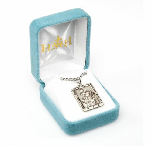Saint Christopher Square Sterling Silver Medal - Image 3