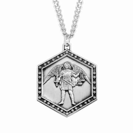 Saint Michael the Archangel Sterling Silver Hexagon Medal
