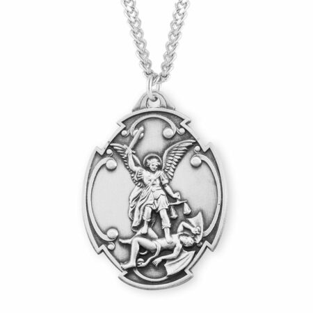 Saint Michael the Archangel in Styled Cross Shield Medal