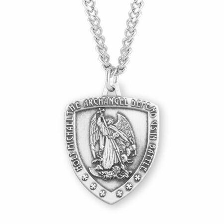 Saint Michael Sterling Silver Shield Medal