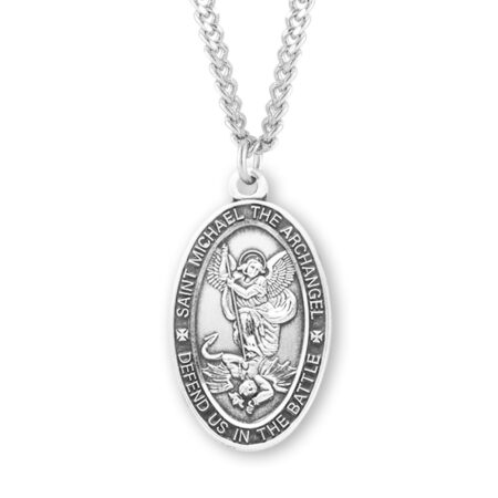 Saint Michael Oval Sterling Silver Medal
