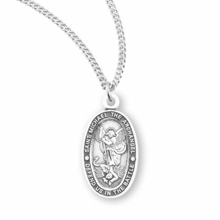 Saint Michael Oval Sterling Silver Medal