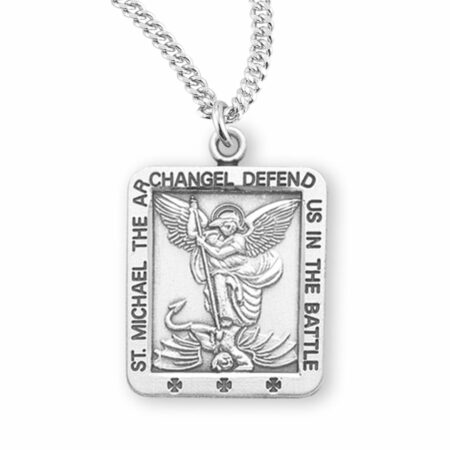 Saint Michael Square Sterling Silver Medal
