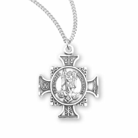 Saint Michael Sterling Silver Maltese Cross