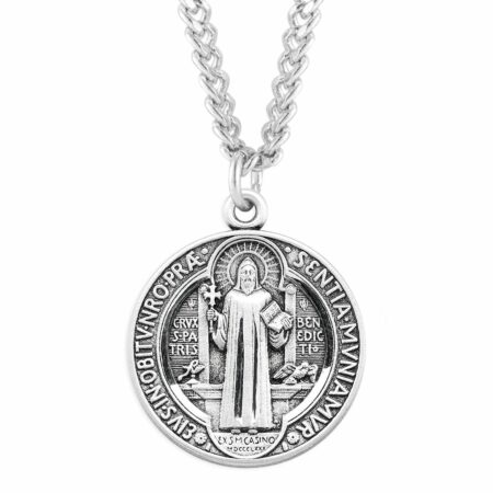 Saint Benedict Round Sterling Silver Medal