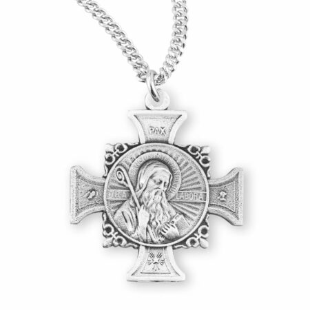 Saint Benedict Bust-Cross Sterling Silver Medal