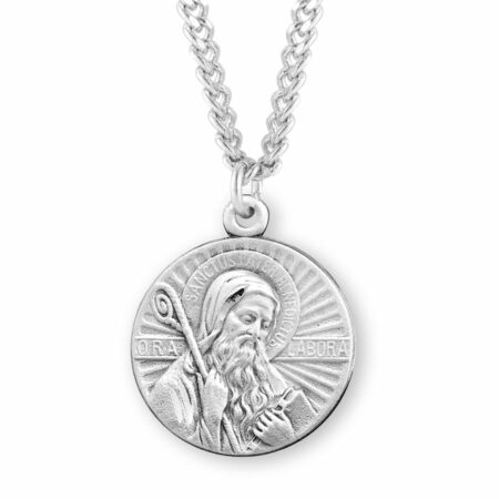 Saint Benedict Round Sterling Silver Medal