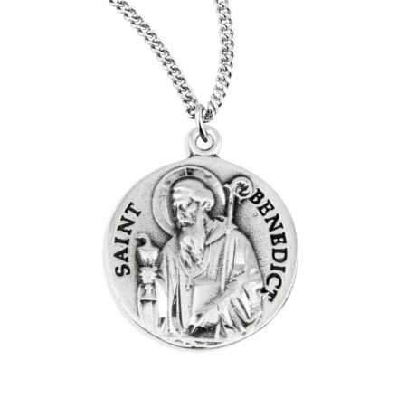 Saint Benedict Round Sterling Silver Medal