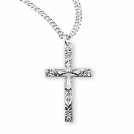 Sterling Silver Flower Tipped Cross