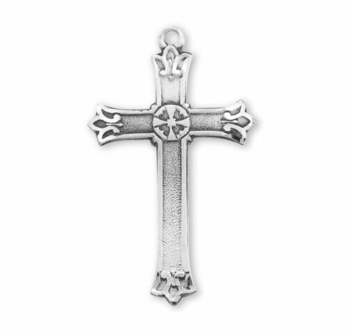 Sterling Silver Flared Tip Designed Cross - Image 2