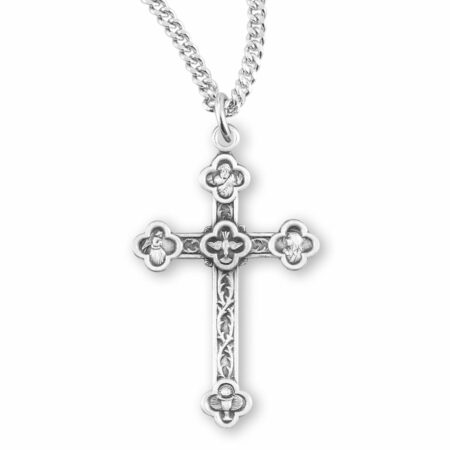 Engraved Vine Pattern Sterling Silver Cross
