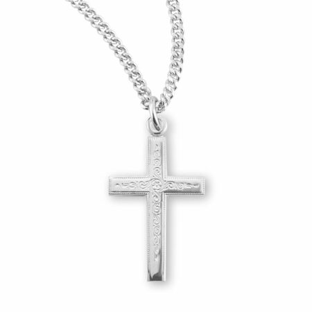 Sterling Silver Vine Pattern Cross