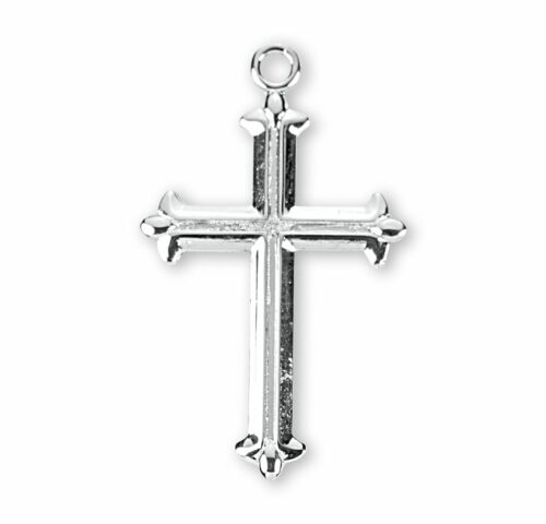 Fleur De Lis Tipped Sterling Silver Cross - Image 2