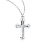 Fleur De Lis Tipped Sterling Silver Cross
