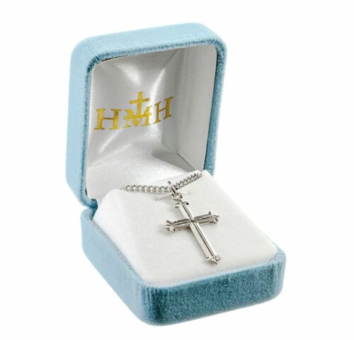 Fleur De Lis Tipped Sterling Silver Cross - Image 3