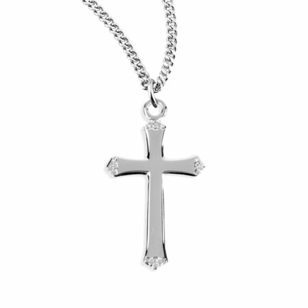 Sterling Silver Flower Tipped Cross