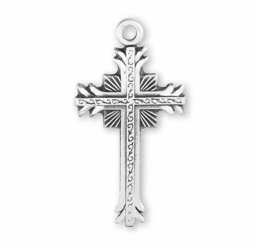 Sterling Silver Flare Tipped Cross with a Scrolled Center - Image 2