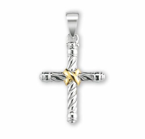 Twisted Two Tone Sterling Silver Cross - Image 2