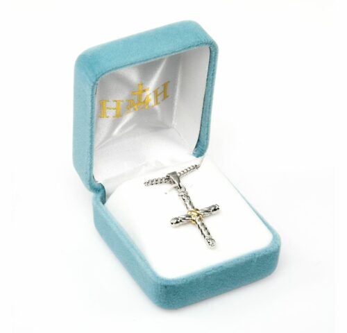 Twisted Two Tone Sterling Silver Cross - Image 3