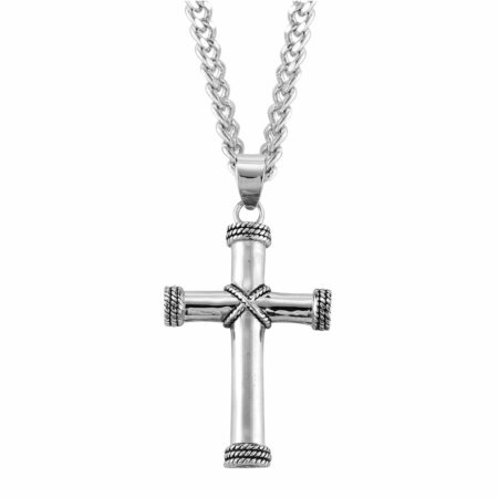 Rope Design Tip Sterling Silver Cross