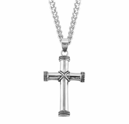 Rope Design Tip Sterling Silver Cross