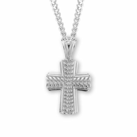 Sterling Silver Wide Wheat Cross