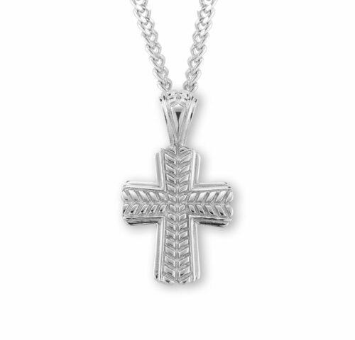 Sterling Silver Wide Wheat Cross