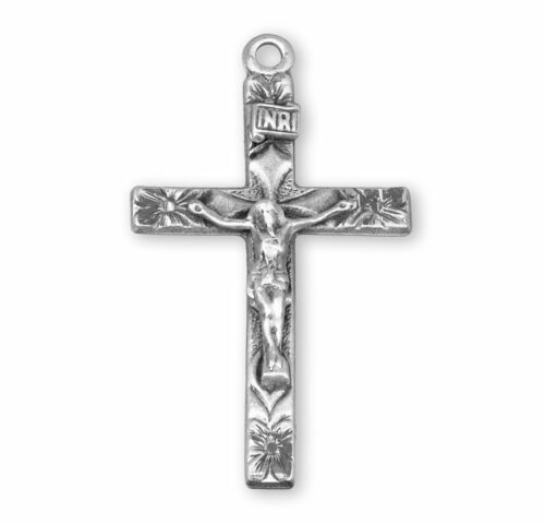 Sterling Silver Floral Engraved Crucifix - Image 2