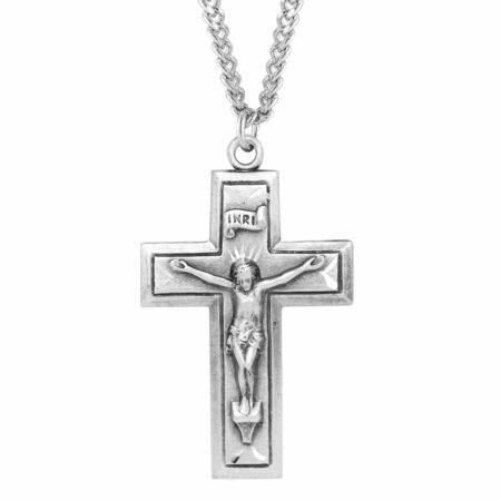 Sterling Silver Engraved Wide Cross Crucifix